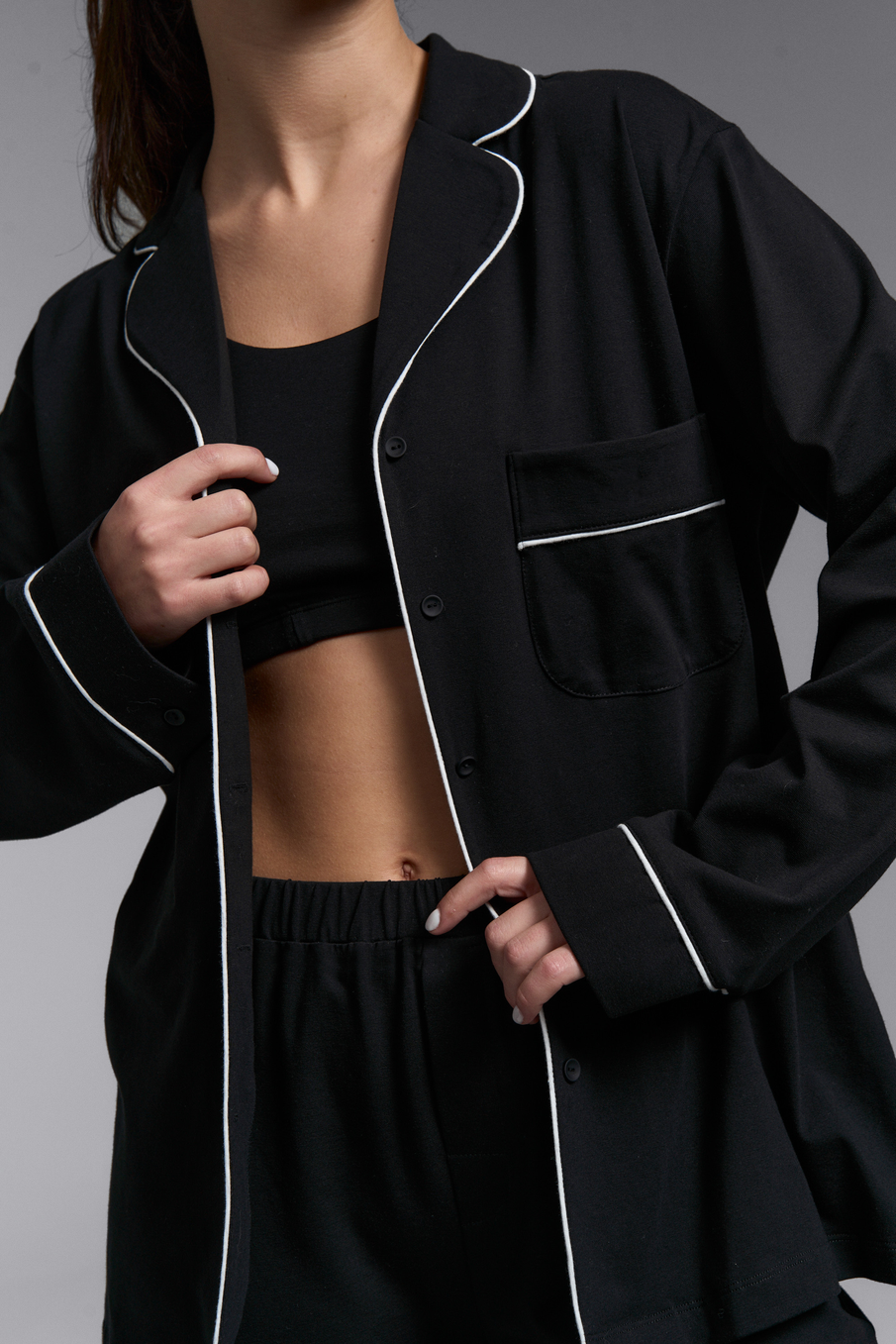 Классическая пижама в черном цвете | Последний размер