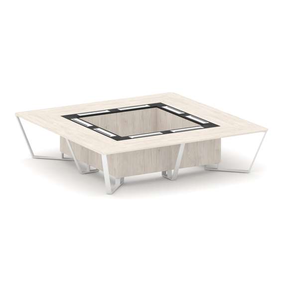 Steel Meet Стол переговорный квадратный KM-PR.B.SP-16K Денвер Светлый/Графит Глянец/Металл Белый 320