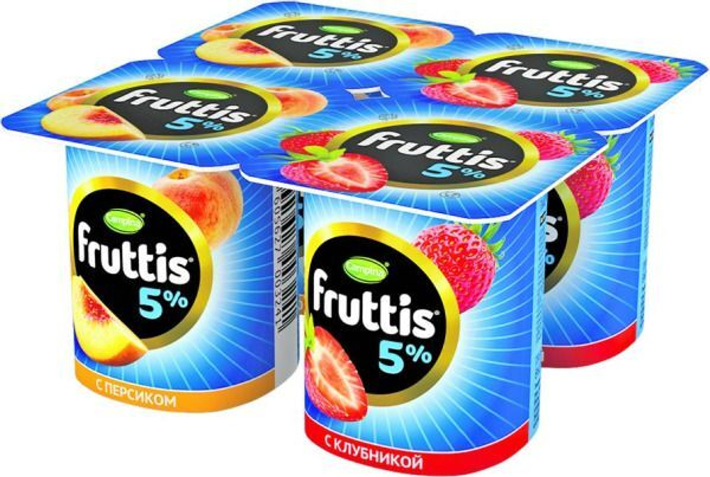 Йогурт FRUTTIS персик, клубника 5% 115г