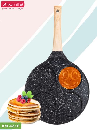 Сковорода для оладий 22 см. Kamille КМ 4216 индукция смайлики