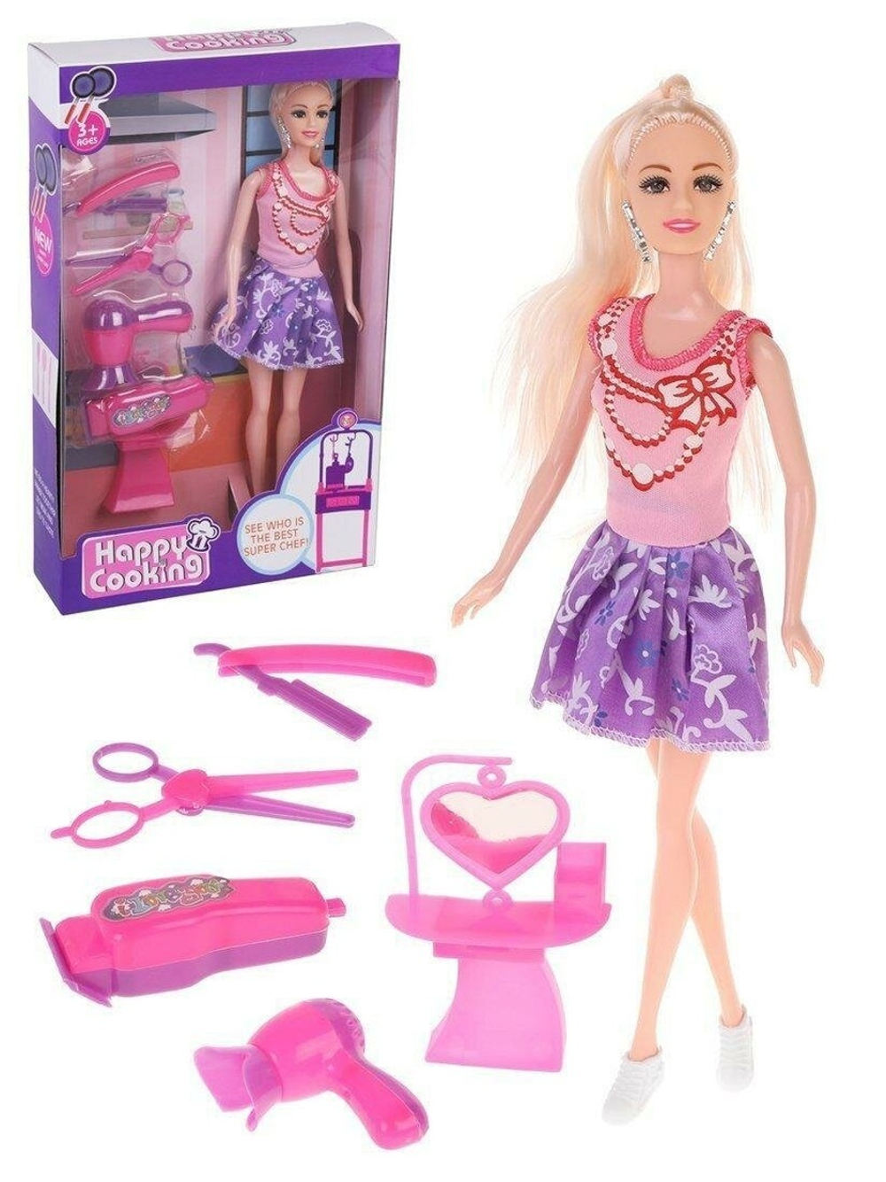 Кукла тип Модель 29см Модница, предм.7шт. коробка B004