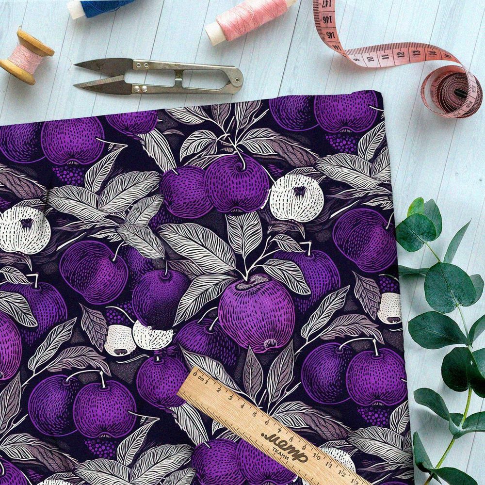 Ткань премиум дюспо контрастные фрукты
