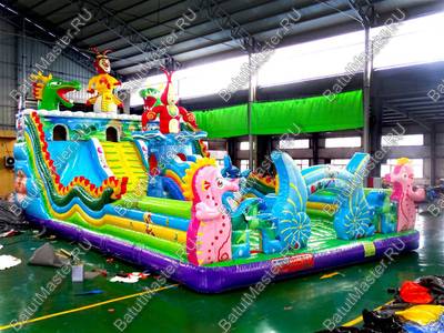 Коммерческий надувной батут "Морские животные" 14*7*7 м