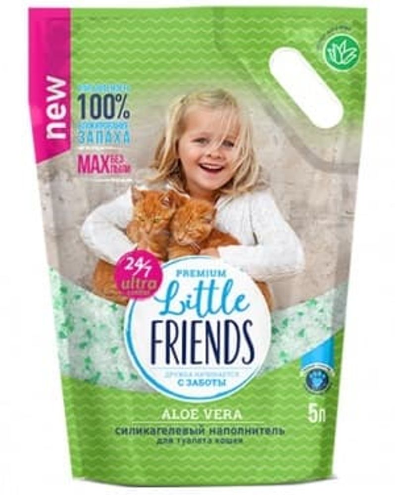 Наполнитель Little Friends Aloe Vera для кошачьего туалета, силикагель, пакет 5л Наполнитель Little Friends Aloe Vera для кошачьего туалета, силикагель, пакет 5л