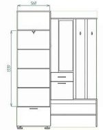 Прихожая с зеркалом комплект мебели Дуб Делано/Цемент Светлый, Фаворит, 142х35,2х205,6 см SV-Мебель