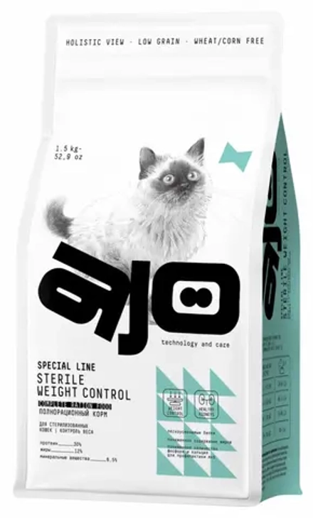 AJO Cat Sterile Weight Control для стерил. кошек контроль веса 1,5 кг