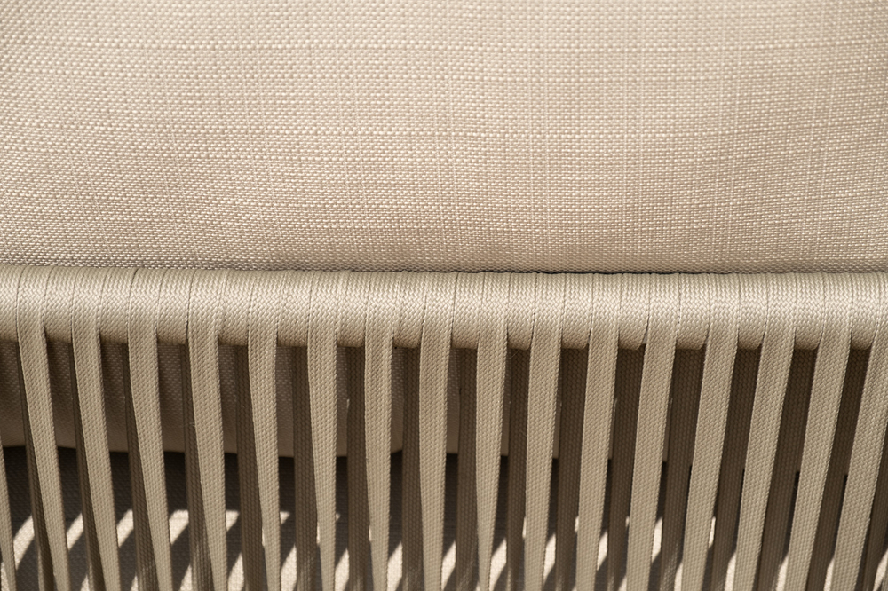 "Форли" лаунж-зона 4-местная плетеная из роупа (веревки), каркас алюминиевый светло-серый, роуп серо-коричневый