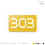 Номер на дверь 303, табличка на дверь для офиса, квартиры, кабинета, аудитории, склада, желтая 120х70 мм, Айдентика Технолоджи