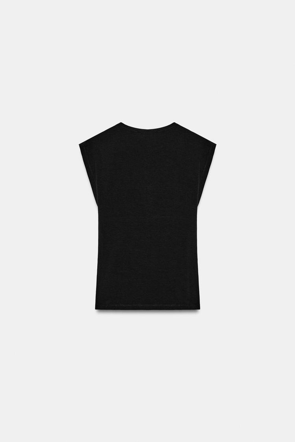 ZARA ХЛОПКОВАЯ ФУТБОЛКА, ЧЕРНЫЙ