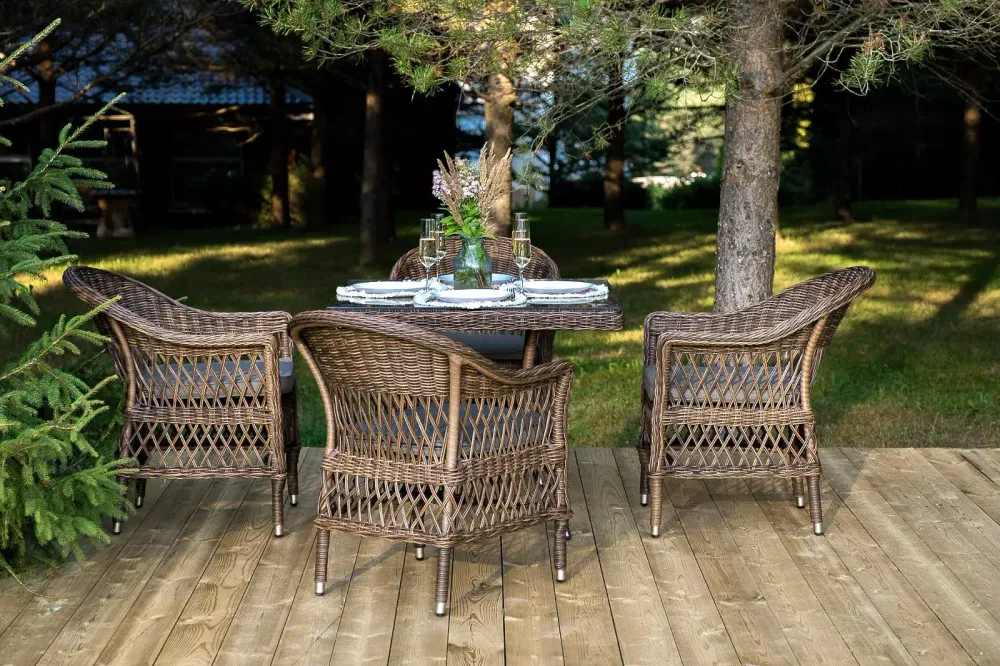 "Сицилия" обеденная группа плетеная, цвет коричневый