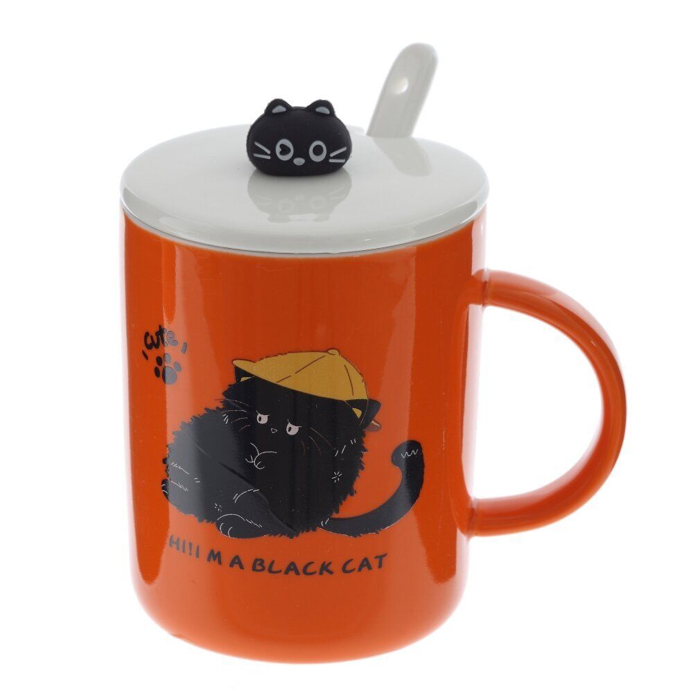 GAEM Кружка с крышкой и ложкой, 220 мл, L11,5 W8,5 H12 см, 4в.