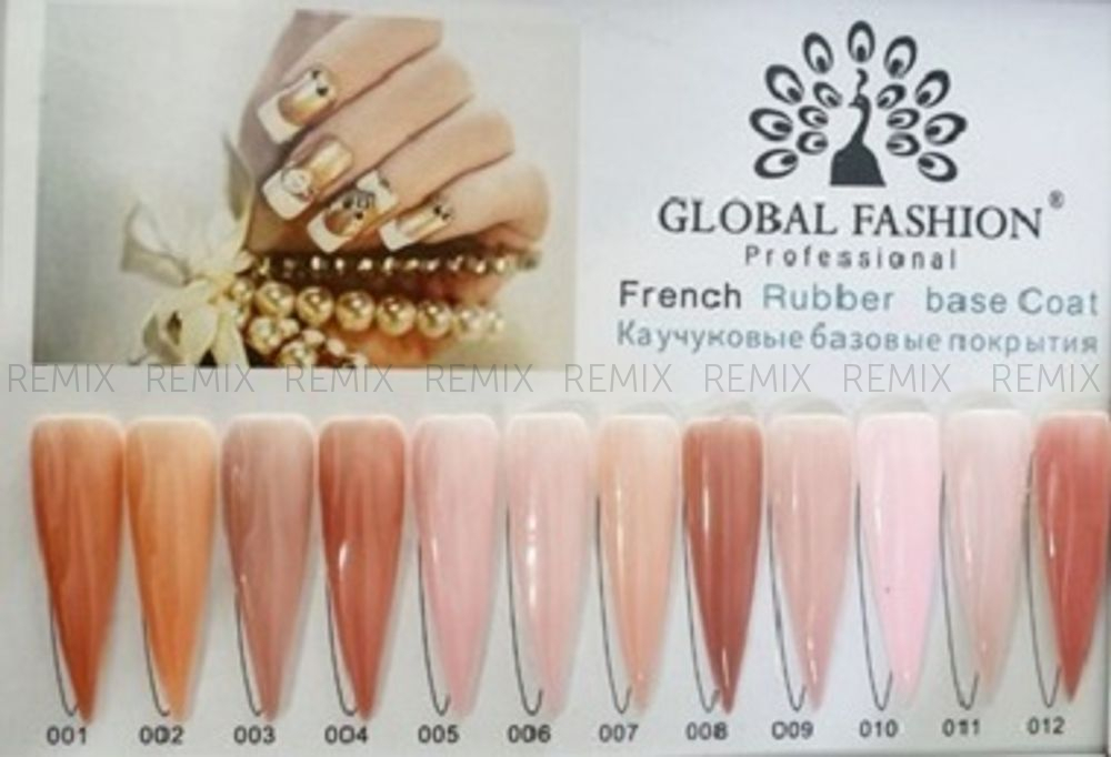 Каучуковая база для гель лака френч, Rubber Base Coat French, 15 мл.,Global Fashion 02