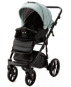 Детская коляска Adamex Nola Deluxe 2 в 1 N-SD103 (СЕРО-ЗЕЛ. КОЖА + ЧЕРН.КОЖА)