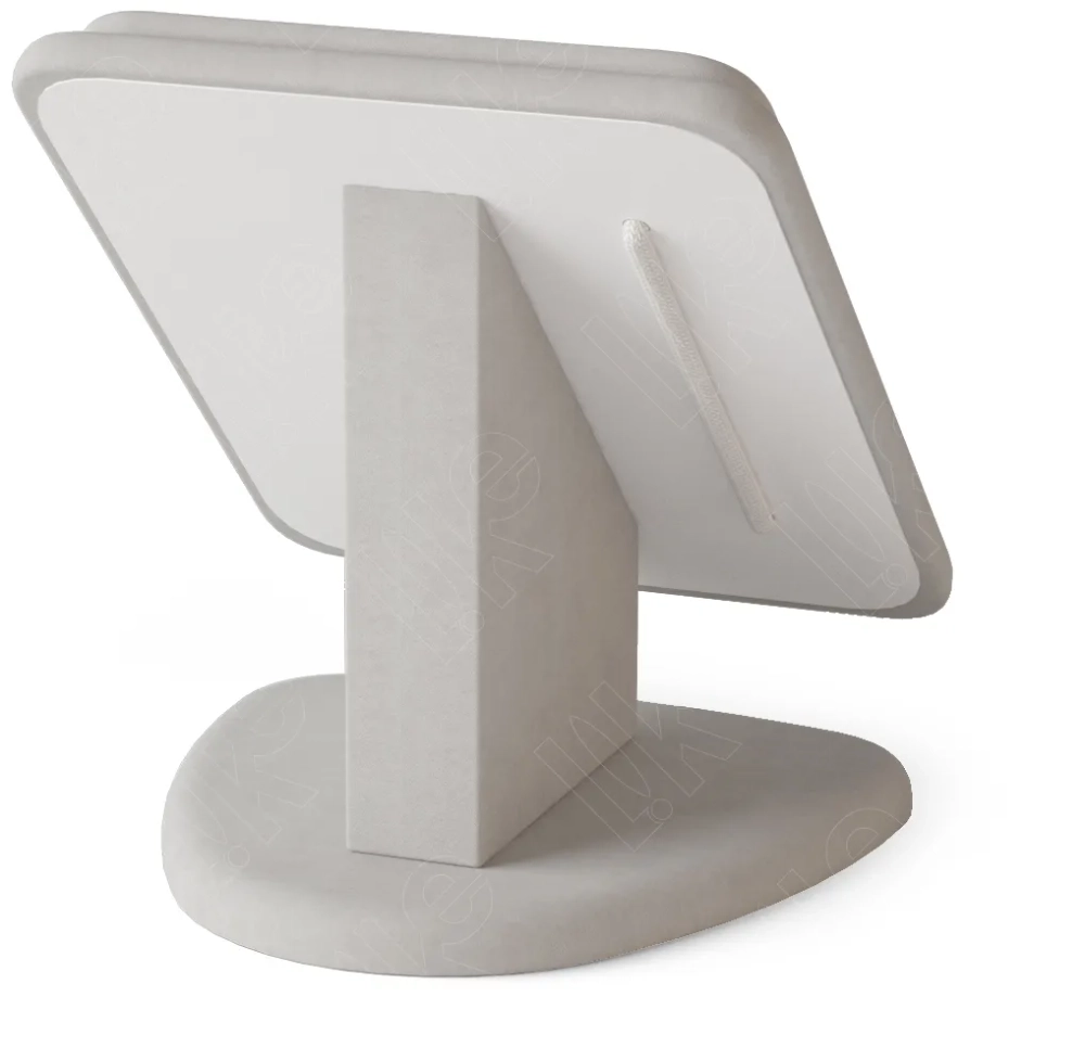 Подставка для гарнитура на ножке с 3 язычками вид сзади серая замша 70×70×80 мм