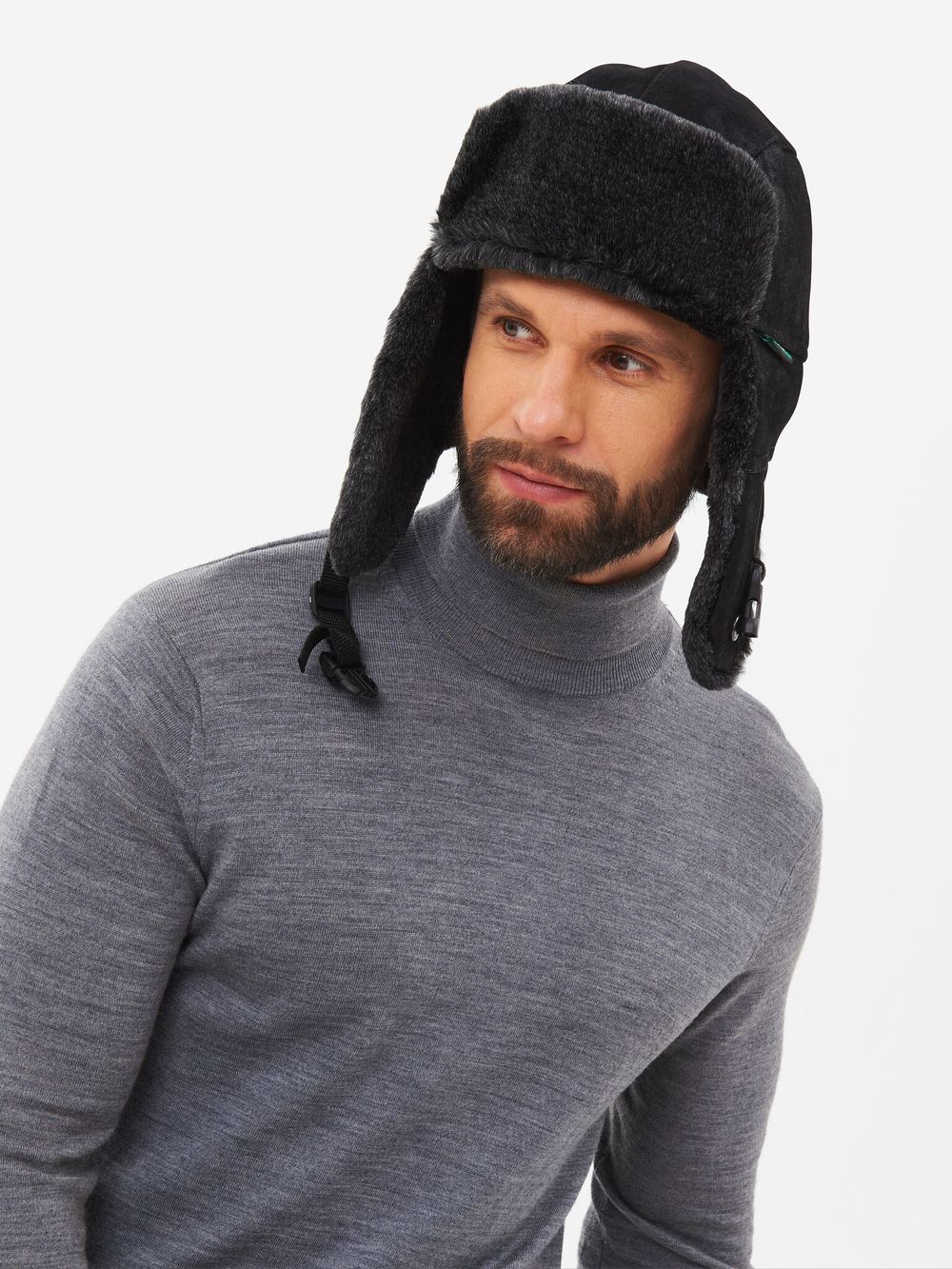 Шапка ушанка зимняя Енисей ткань Замша цвет Черный