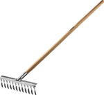 GRINDA PS-12 WOOD, 370 х 105 х 1300 мм, 12 витых зубцов, нержавеющая сталь, деревянный черенок, садовые грабли, PROLine (39481-12)
