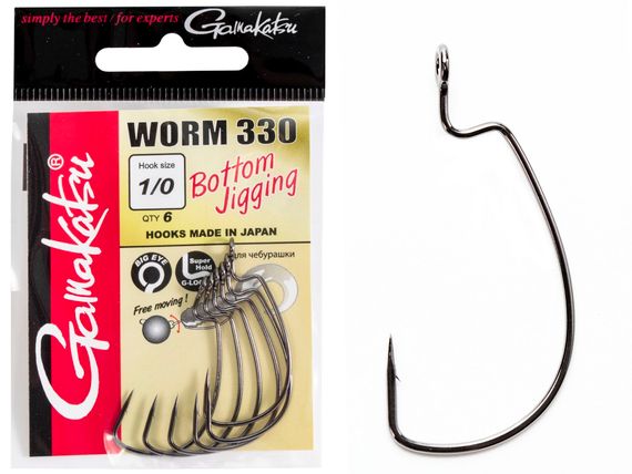 Крючки офсетные Gamakatsu WORM 330 BOTTOM JIGGING HOOKS разм. 1/0 6шт.