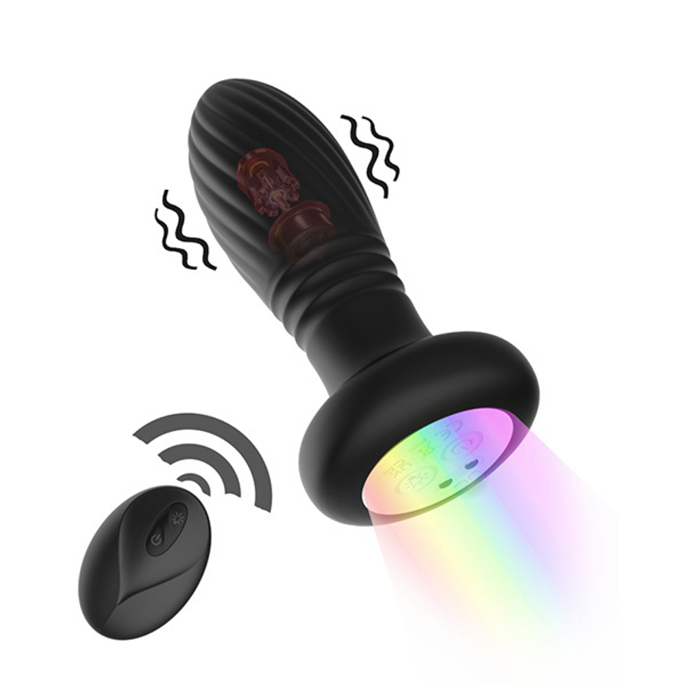 Черная анальная пробка 11,9см с вибрацией и LED-подсветкой Secwell Plug SW3023