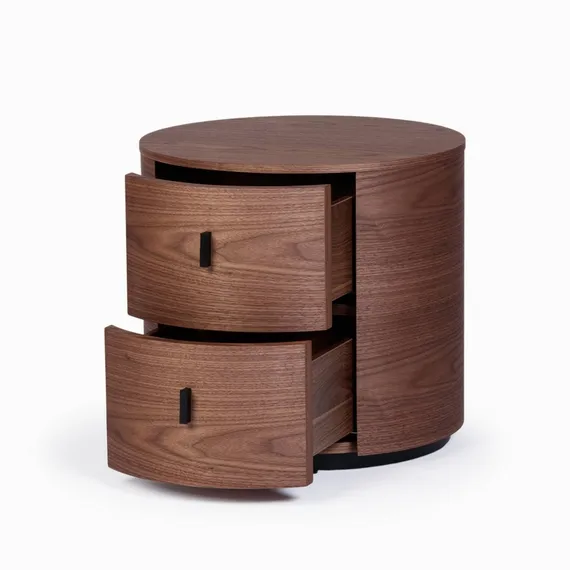 Прикроватная тумба Berta с 2 ящиками, шпон ореха