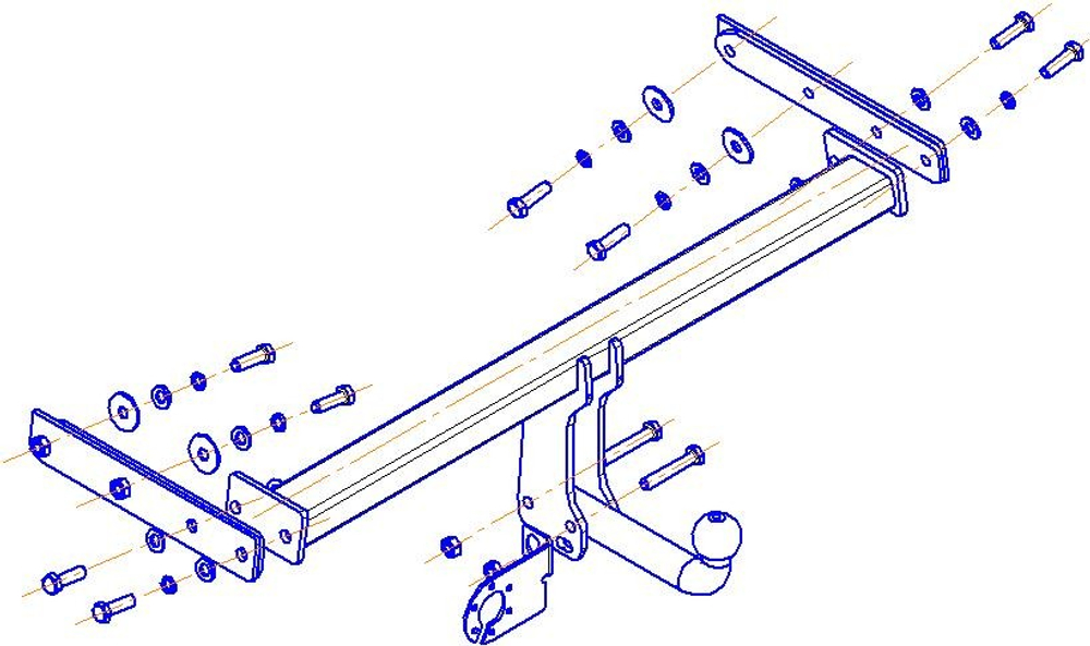 Фаркоп для Volvo XC70 2000-2007 Тип шара: A. Нагрузки: 2000/90 кг, VL 03