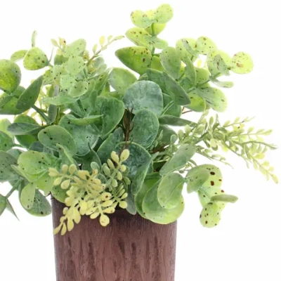 Цветок искусственный в горшке «Эвкалипт» 16см яркая трава