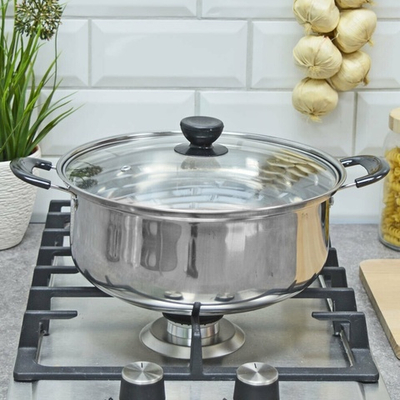 Кастрюля 3,6л нерж со стеклянной крышкой "Promo"