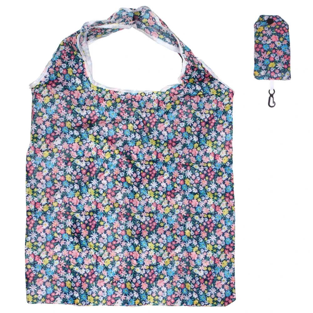 Сумка - шоппер с карабином «ИДЕЯДОМА», принт васильки, 60*38см/нагрузка до 10кг (инд. пакет истикер)