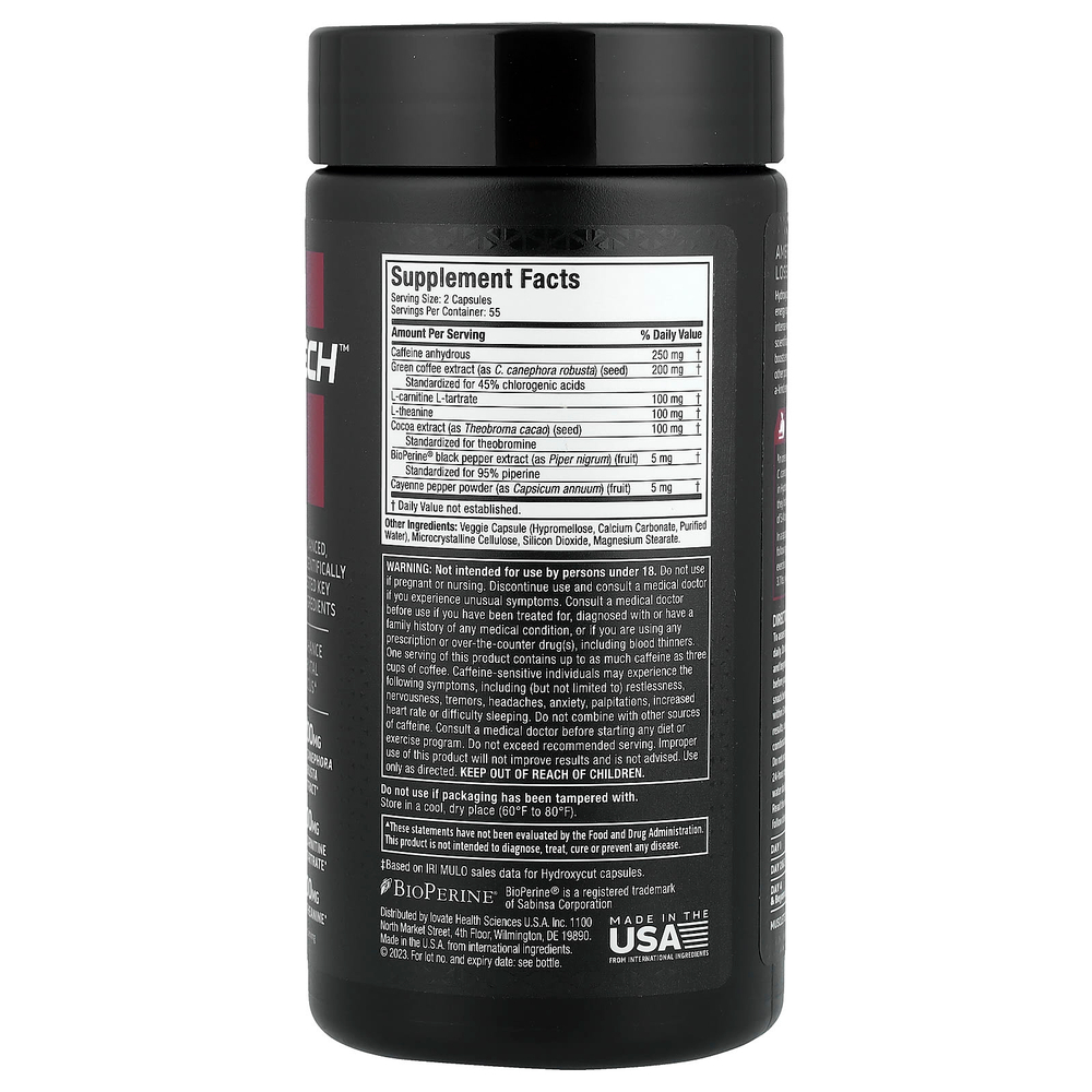 MuscleTech, Hardcore® Elite, 110 термокапсул с быстрым высвобождением
