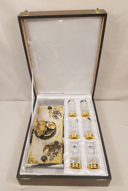 Подарочный набор стопок "Ковбой. За удачу!" на мраморе с чернением