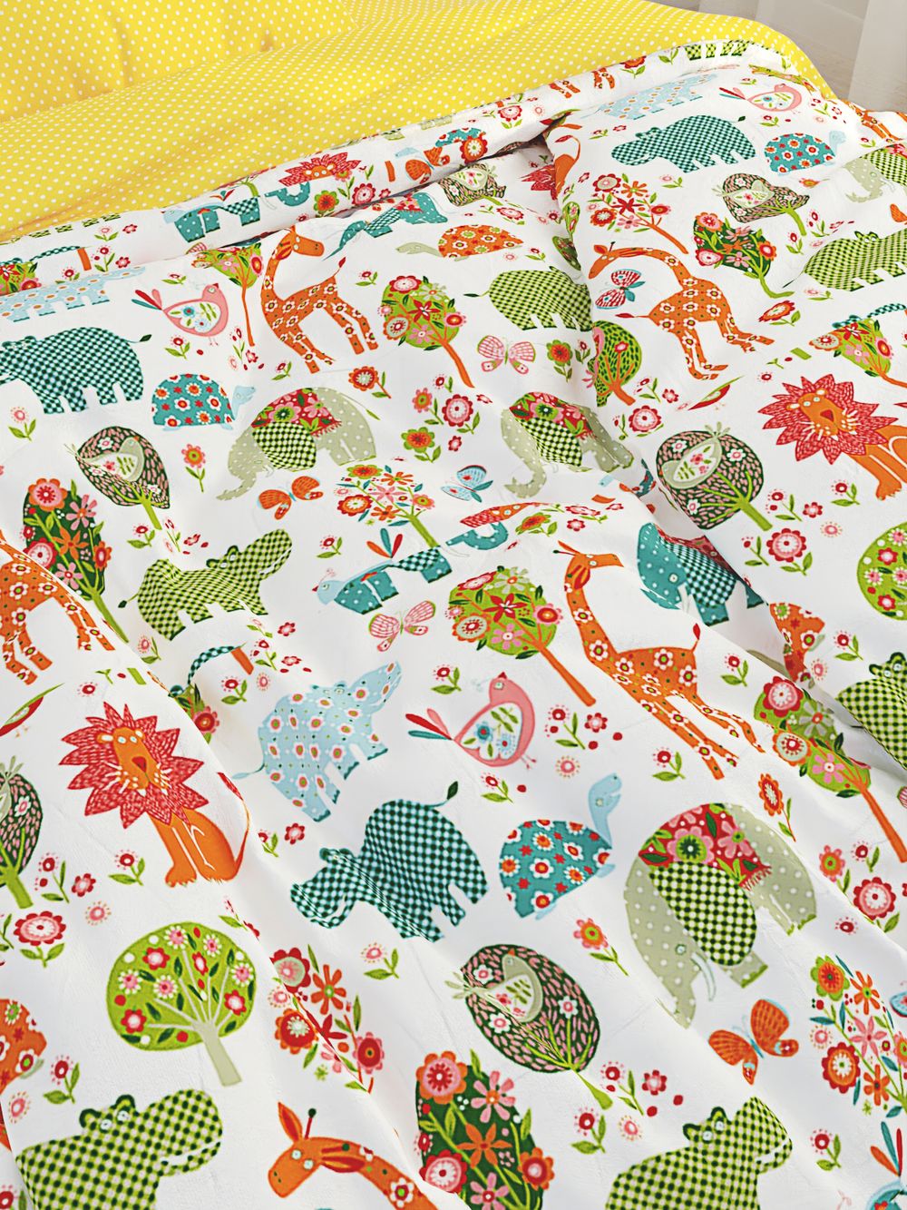 Постельное белье Сказка "Зоосад/Солнышко" 1,5-сп Наволочка 50х70 см 1 шт Простынь 150х215 см Пододеяльник 145х215 см, перкаль