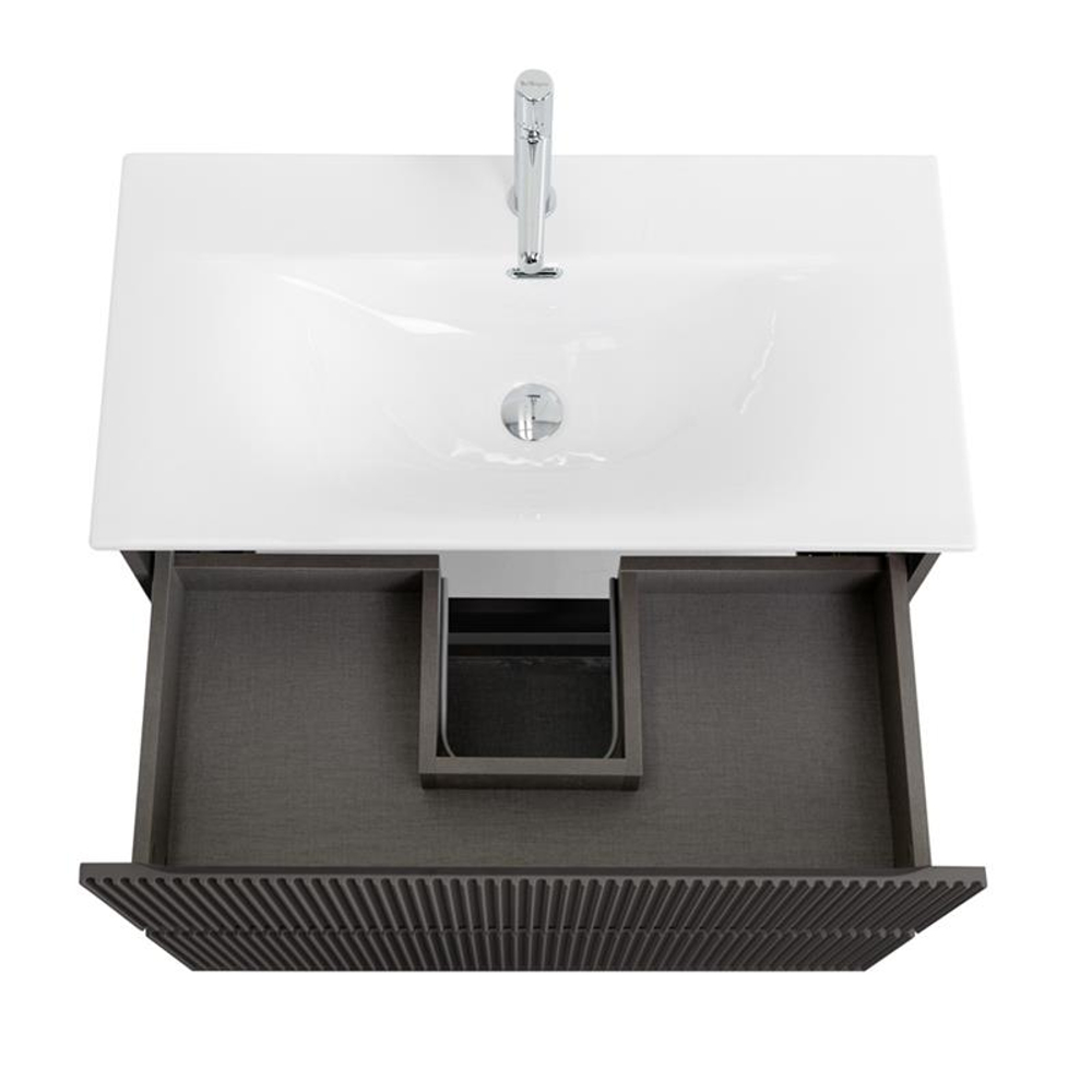 Тумба с раковиной подвесная BelBagno UNO-MINI-700-2C-SO-GSO Темно-Серый матовый, раковина белая BB-8099-3-70