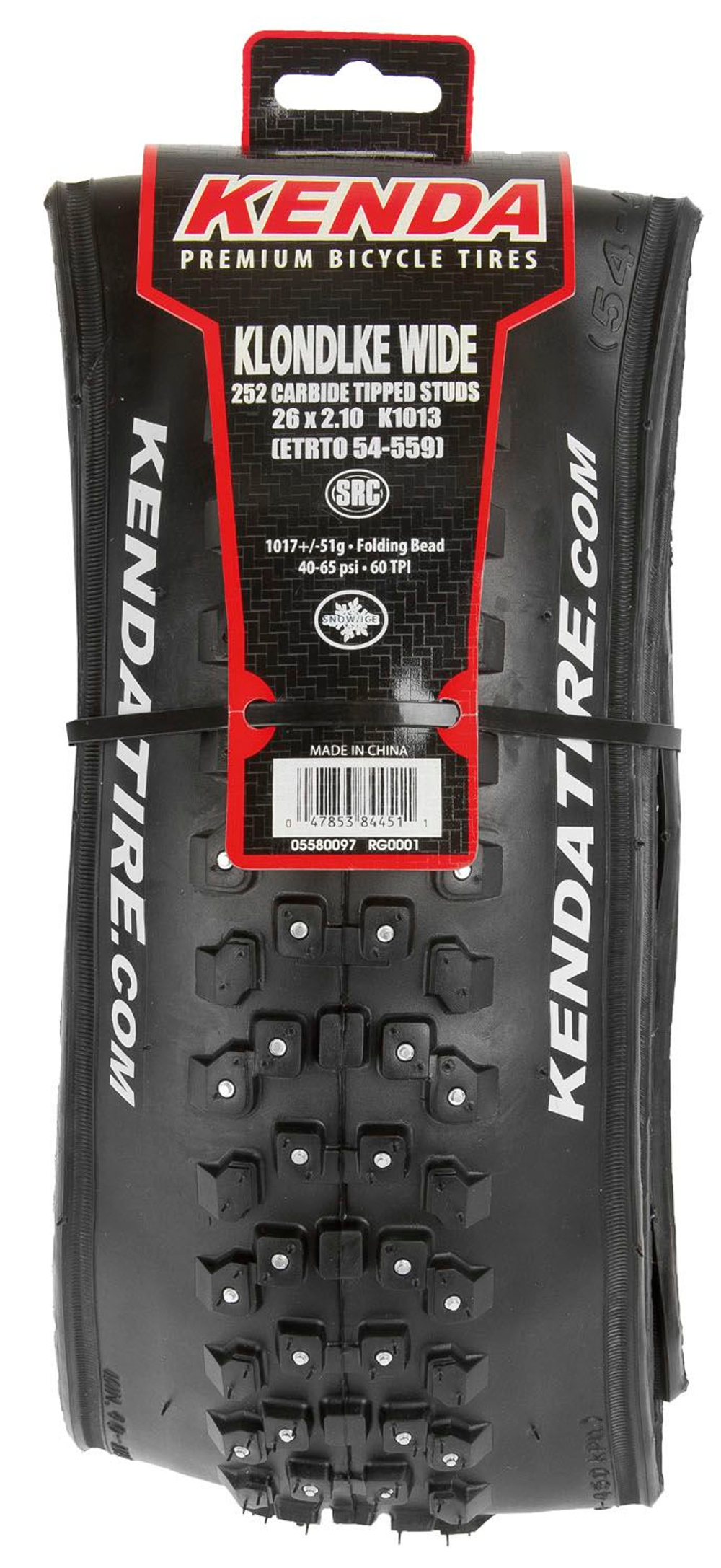 Покрышка 26"х2.10 (54-559) K1013 KLONDIKE WIDE 252шипа/4ряда(2,8-4,6 Bar) КЕВЛАРОВЫЙ КОРД (СКЛАДНАЯ) 1017г 60TPI KENDA