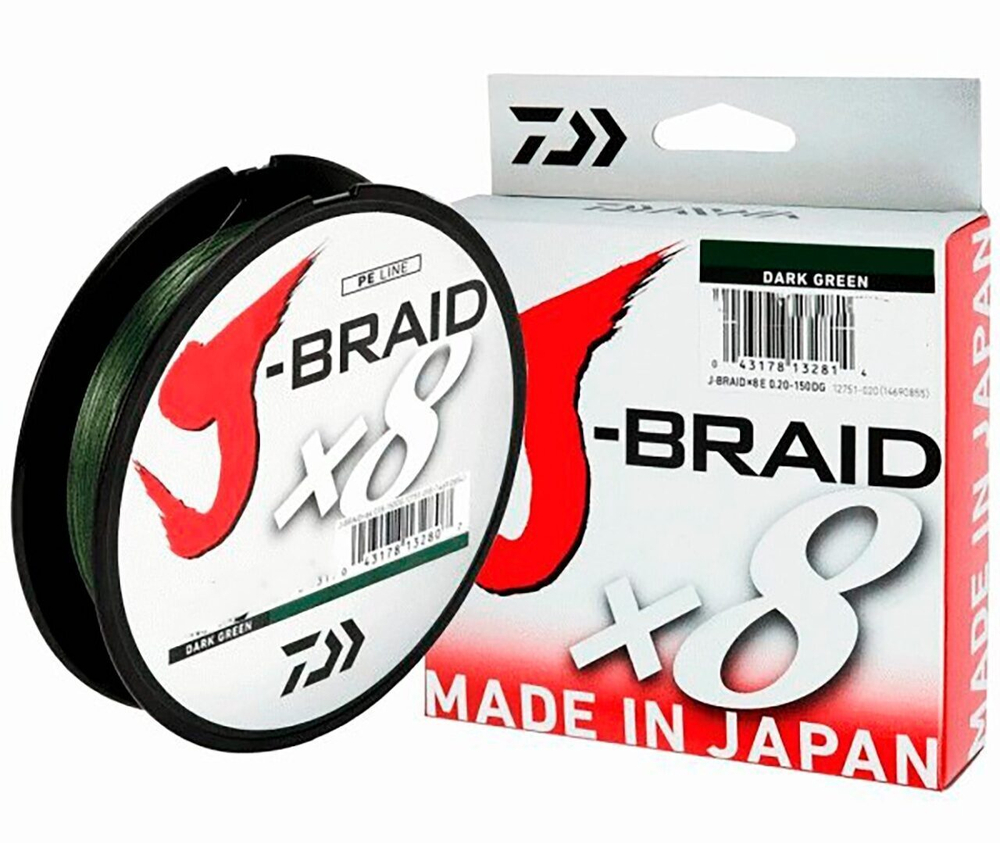 Плетеный шнур Daiwa J-Braid X8 Dark Green 0,06мм 9lb 150м
