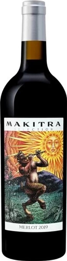 Вино Мерло. Макитра Селекшн 2019г с защиш наименован места происхожден красное сухое  креп 12,5%, ем