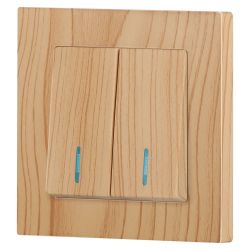 Выключатель Intro Accent 6-105-11 двойной с подсветкой, 10А-250В, IP20, СУ, AL/CU, сосна