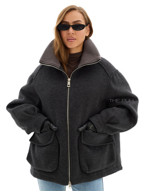 Графитовая куртка с накладными карманами