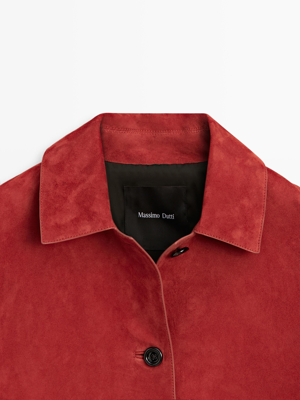 Massimo Dutti Короткая замшевая кожаная куртка, красный