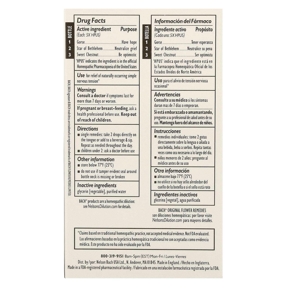 Bach, Original Flower Remedies, Comfort Kit, Hope & Joy, 3 пипетки, 10 мл (0,35 жидк. унц.)