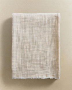 Zara Home - Хлопковое шифоновое одеяло, экрю, 140x190 см