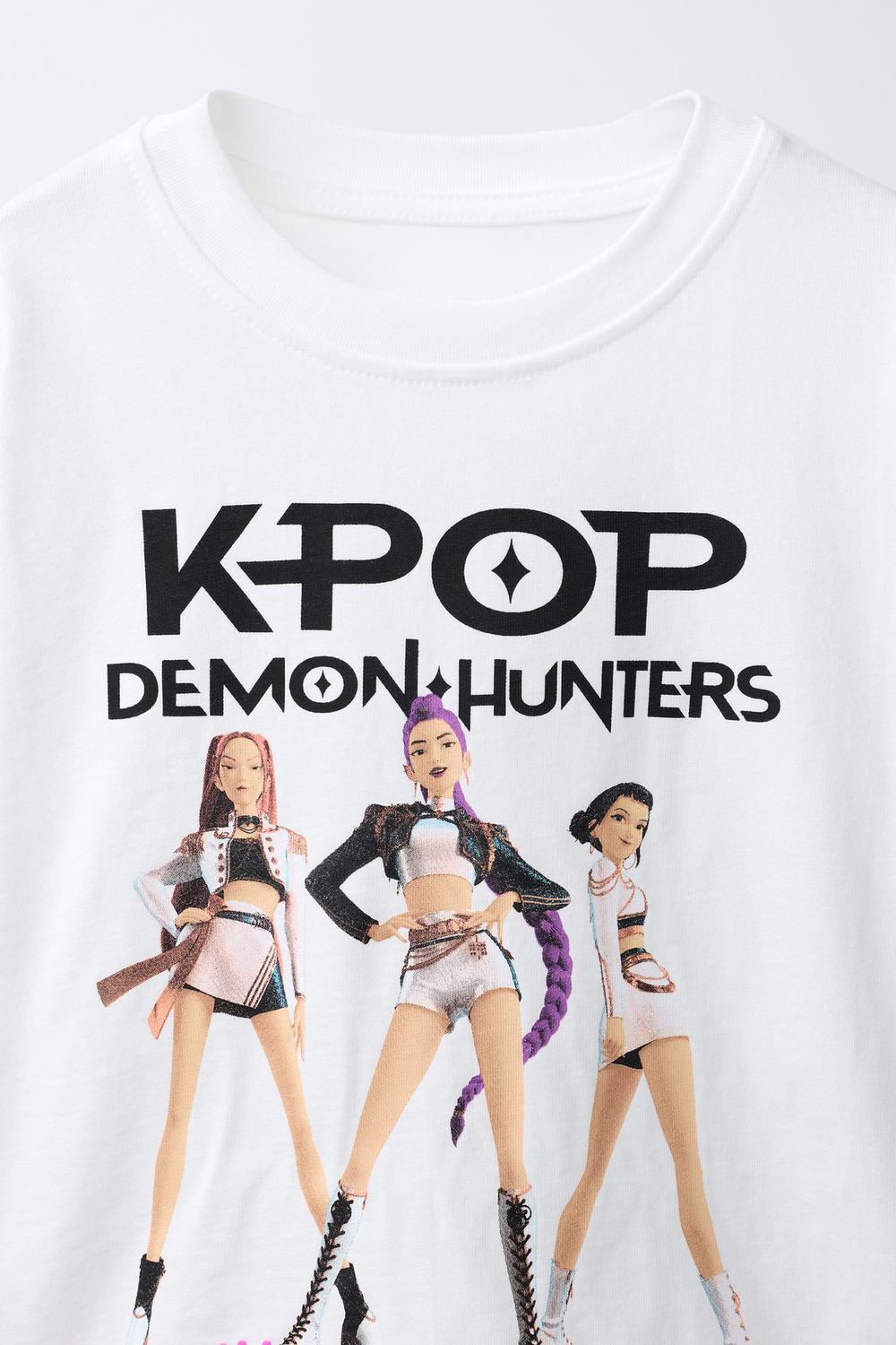 ZARA ФУТБОЛКА С ПРИНТОМ KPOP DEMON HUNTERS™ NETFLIX ©, БЕЛЫЙ
