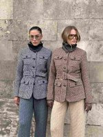 Жакет- пальто из шерсти, Черно-Белый