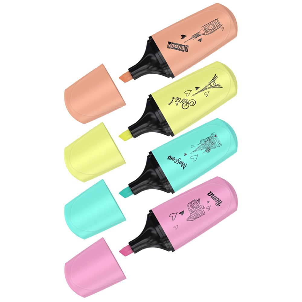 Набор выделителей текста 4цв, 1-5мм, мини, Berlingo Textline HP100