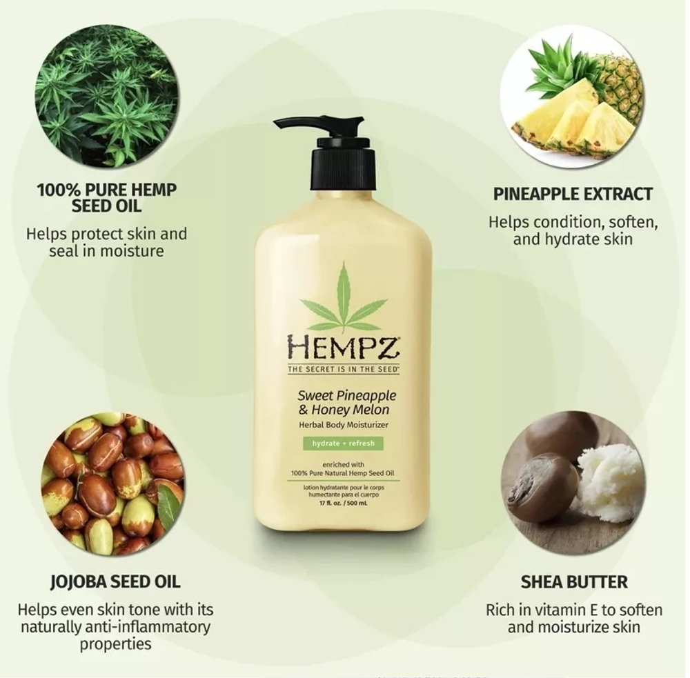 Увлажняющий лосьон для тела Ананас и медовая дыня HEMPZ Sweet Pineapple & Honey Melon, 500ml