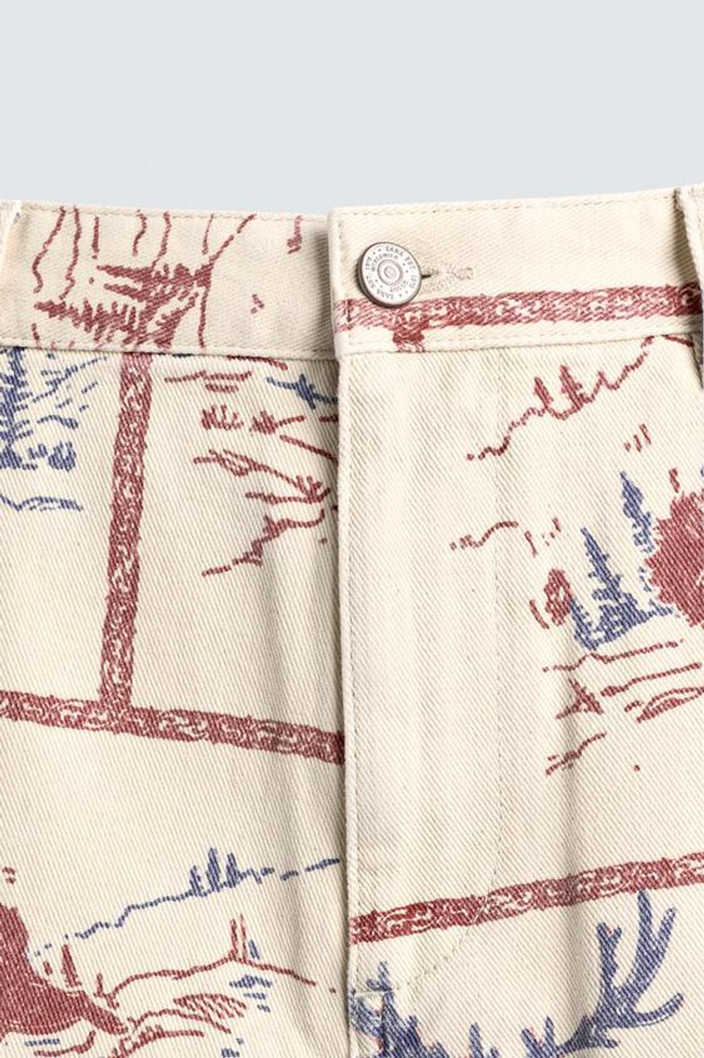 ZARA БРЮКИ С ПРИНТОМ В СТИЛЕ КОМИКСОВ, ЭКРЮ