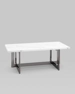 Журнальный столик Нэйтан 122*61 белый мрамор сталь темный хром