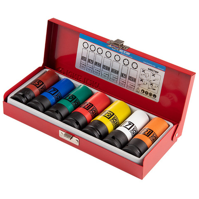 KING TONY (44907MP) Набор глубоких ударных торцевых головок 1/2", шестигранные, 15-22 мм, 7 предметов