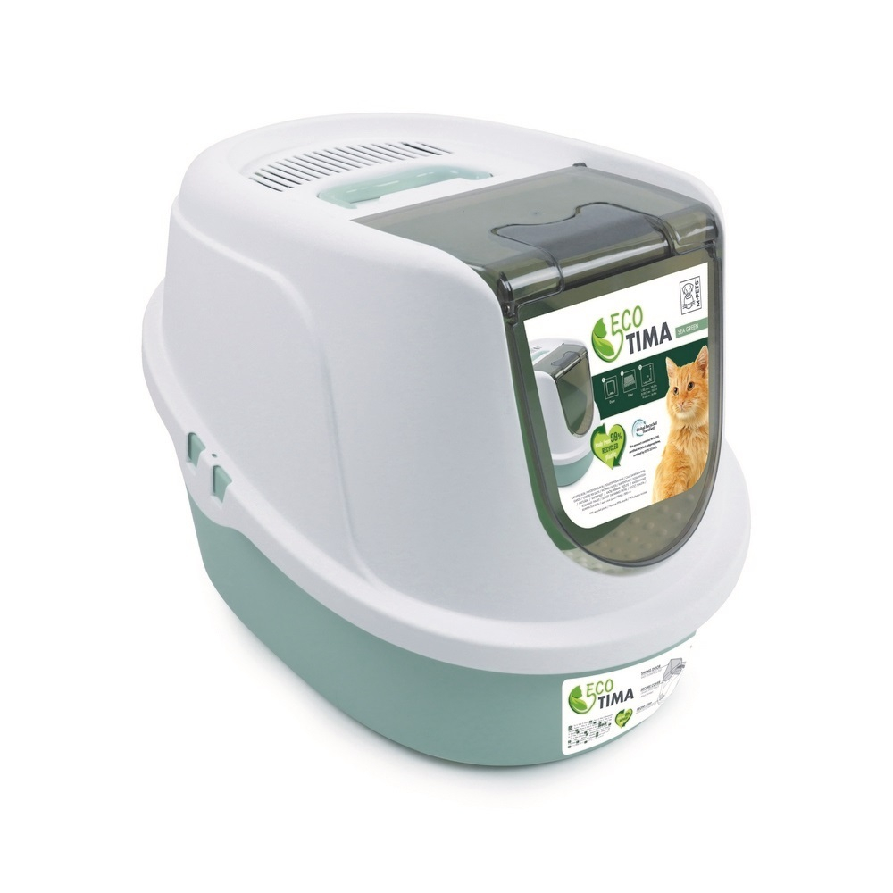 M-PETS Eco Tima M Туалет-бокс для кошек, морская волна, 52,3*39,7*38 см