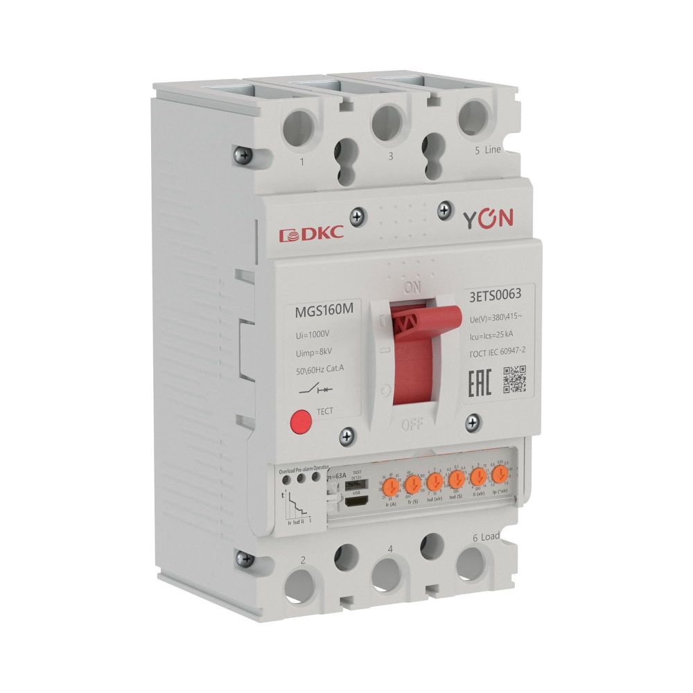 Авт. выкл. YON MGS160M 3P 25-63A 25kA с электронным расцепителем ETS