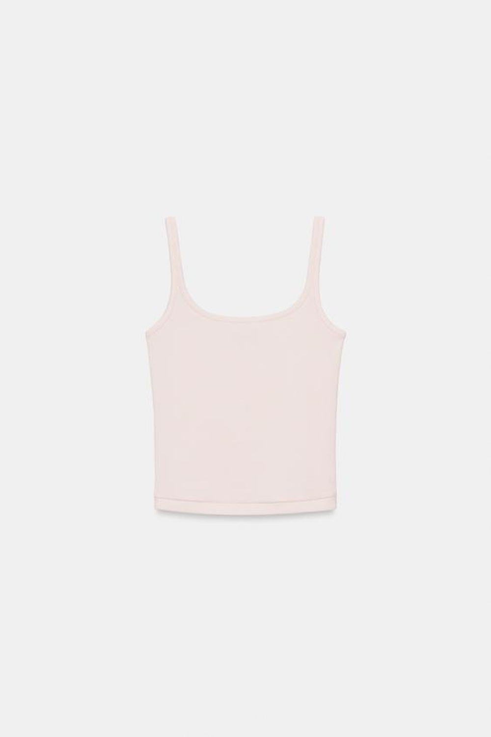 ZARA ТОП НА БРЕТЕЛЯХ ИЗ ХЛОПКА И МОДАЛА, ПАСТЕЛЬНО-РОЗОВЫЙ