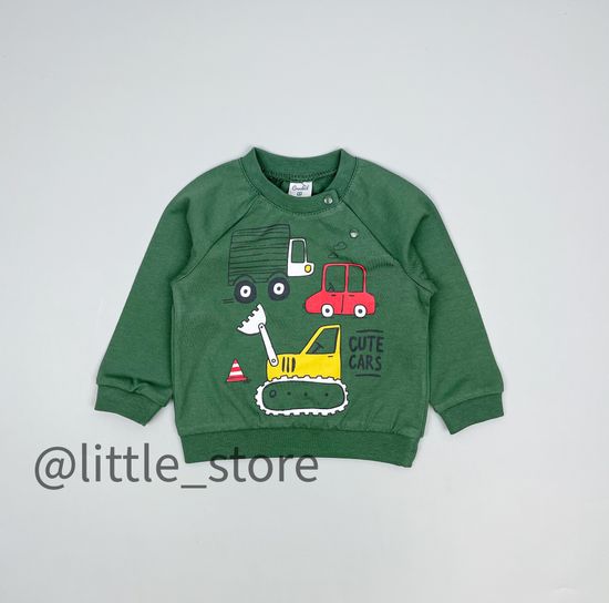 Лонгслив хлопковый "Машинки" хаки